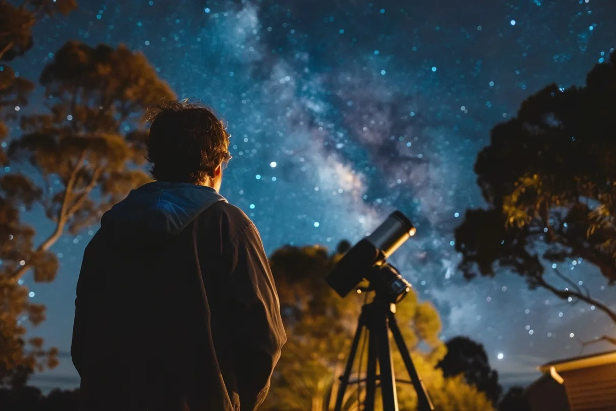 Telescopio y prismáticos para observar estrellas y objetos celestes Telescopio y prismáticos para observar las estrellas