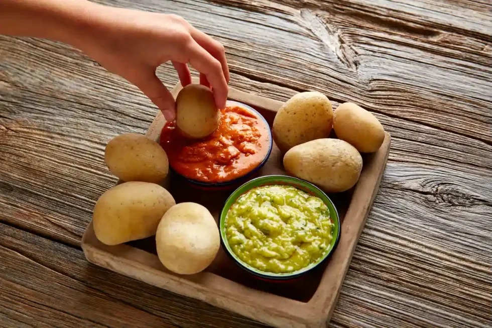 Canarian potatoes with red and green mojo sauce